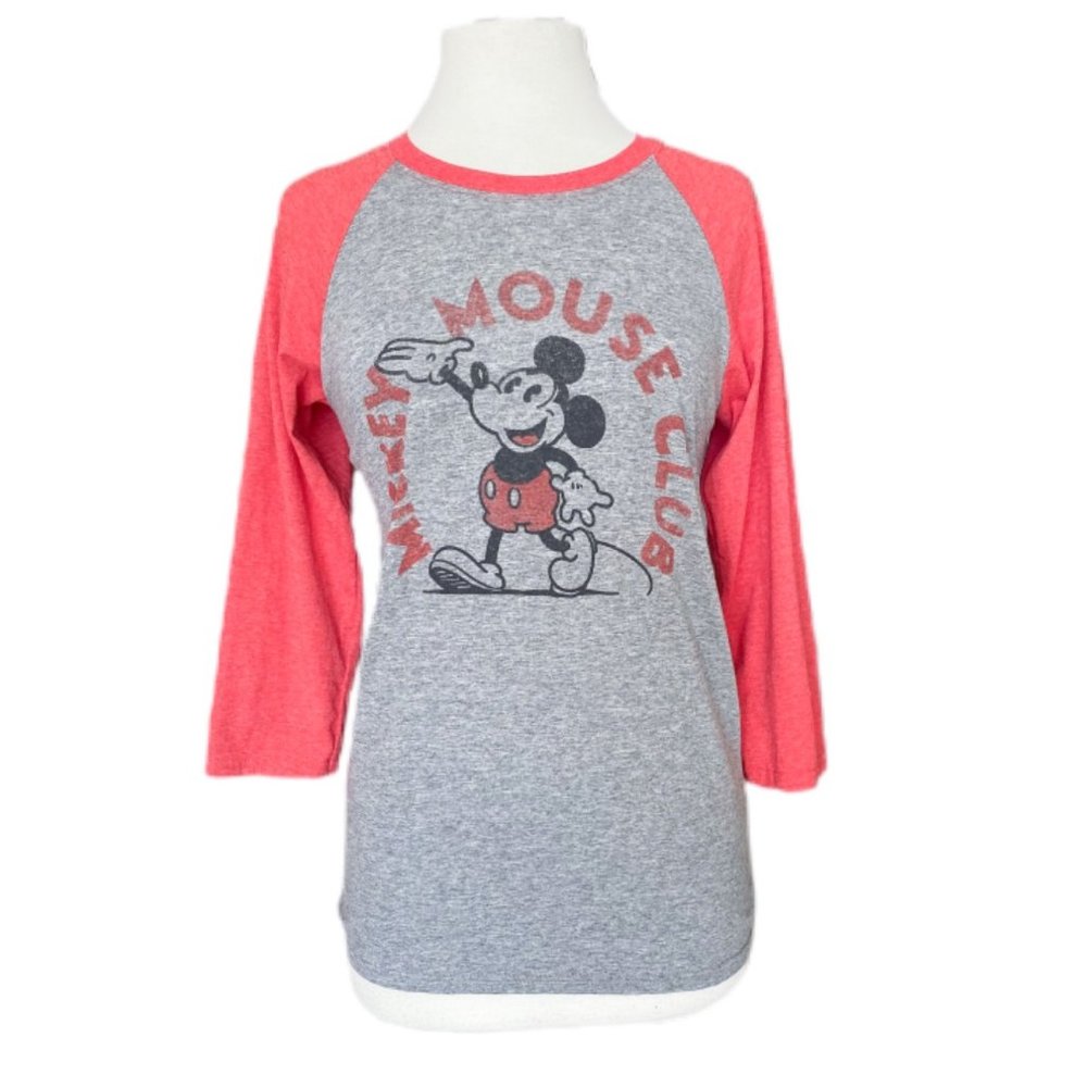 NWOT Disney Parks Red/Gray Mickey Mouse Club Raglan Tee | Size Small